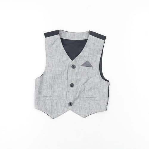 Urban Rascals Boys Grey Polyester Basic Button-Up Size 4 Years V-Neck Button - Waistcoat