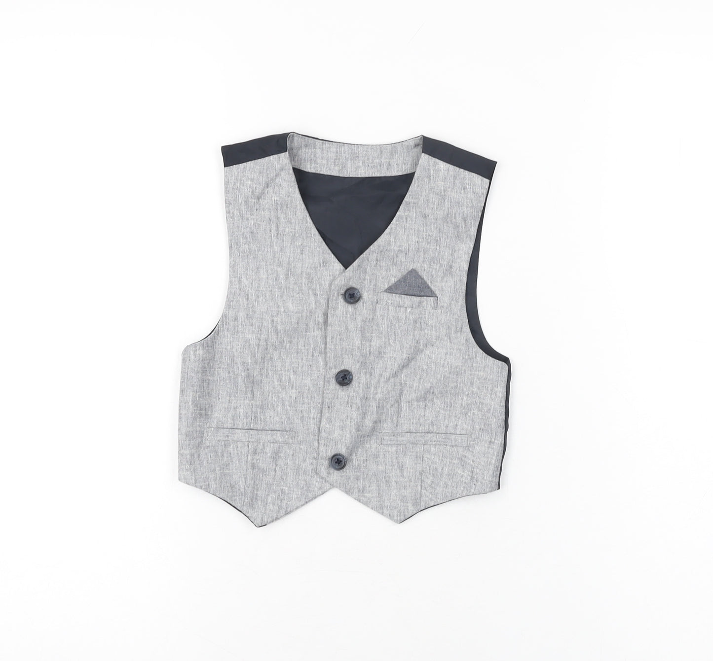 Urban Rascals Boys Grey Polyester Basic Button-Up Size 4 Years V-Neck Button - Waistcoat