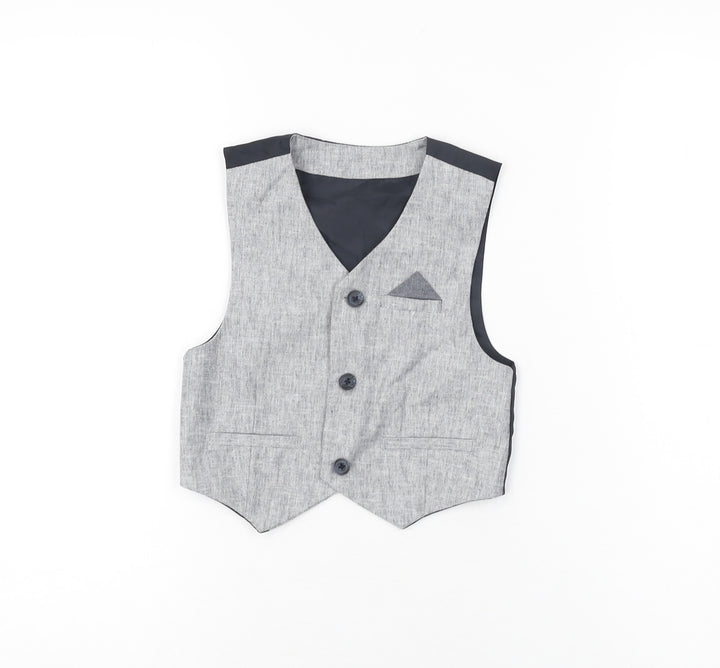 Urban Rascals Boys Grey Polyester Basic Button-Up Size 4 Years V-Neck Button - Waistcoat