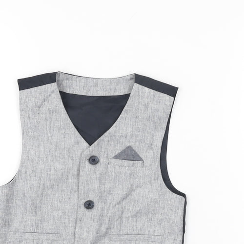 Urban Rascals Boys Grey Polyester Basic Button-Up Size 4 Years V-Neck Button - Waistcoat