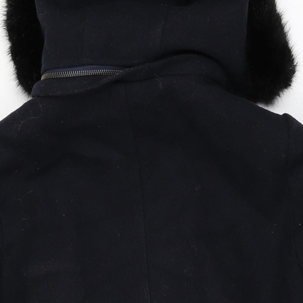 Monsoon Womens Blue Overcoat Coat Size 16 Zip