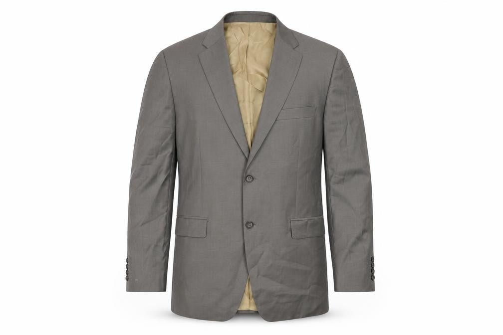 Front view of Marks & Spencer men’s grey wool jacket suit jacket, size 44, regular