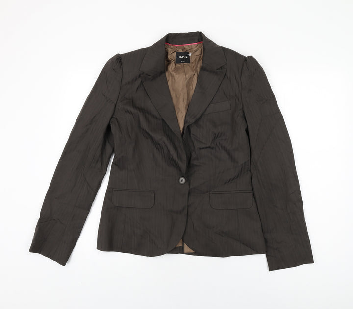 Oasis Womens Brown Wool Jacket Blazer Size 12