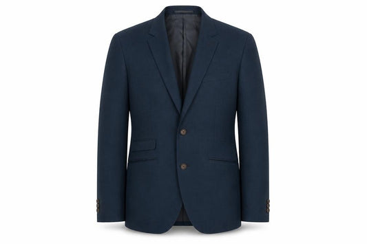Front view of Next men’s blue polyester jacket suit jacket, size 36, regular