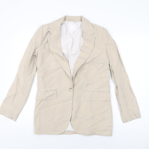H&M Womens Beige Jacket Blazer Size 6 Button