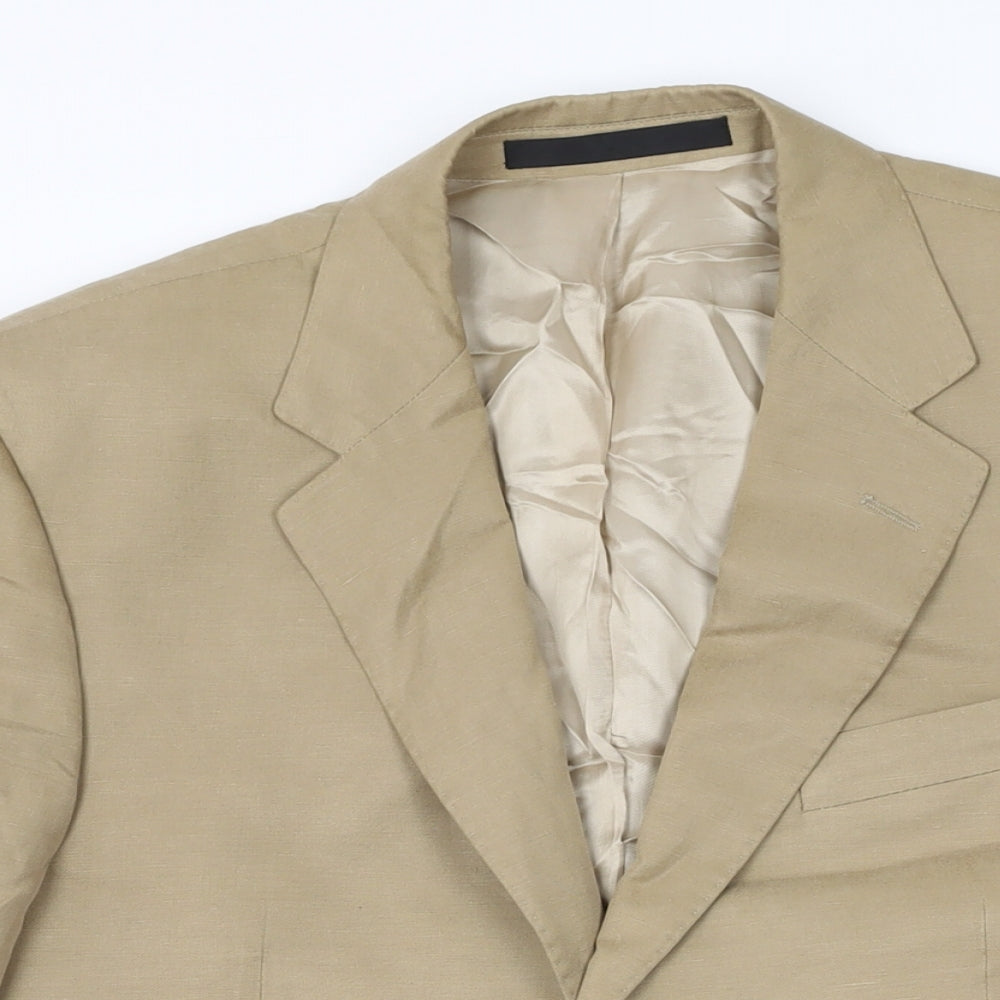 Marks and Spencer Mens Beige Silk Jacket Suit Jacket Size 40 Regular