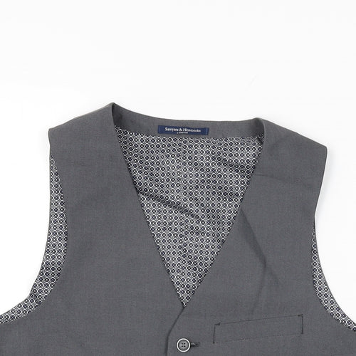 Sawyers & Hendricks Mens Grey Polyester Jacket Suit Waistcoat Size 40 Regular