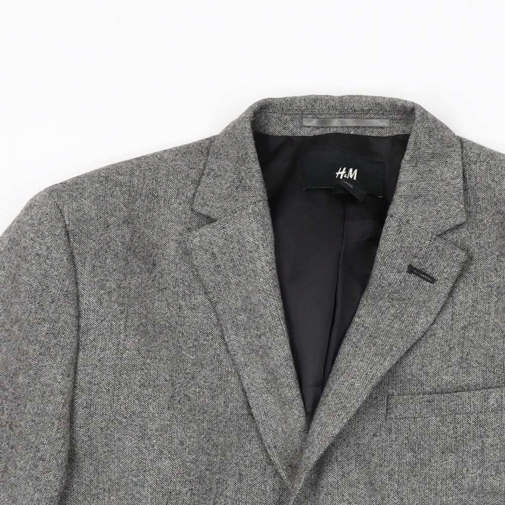 H&M Mens Grey Wool Jacket Suit Jacket Size 36 Regular