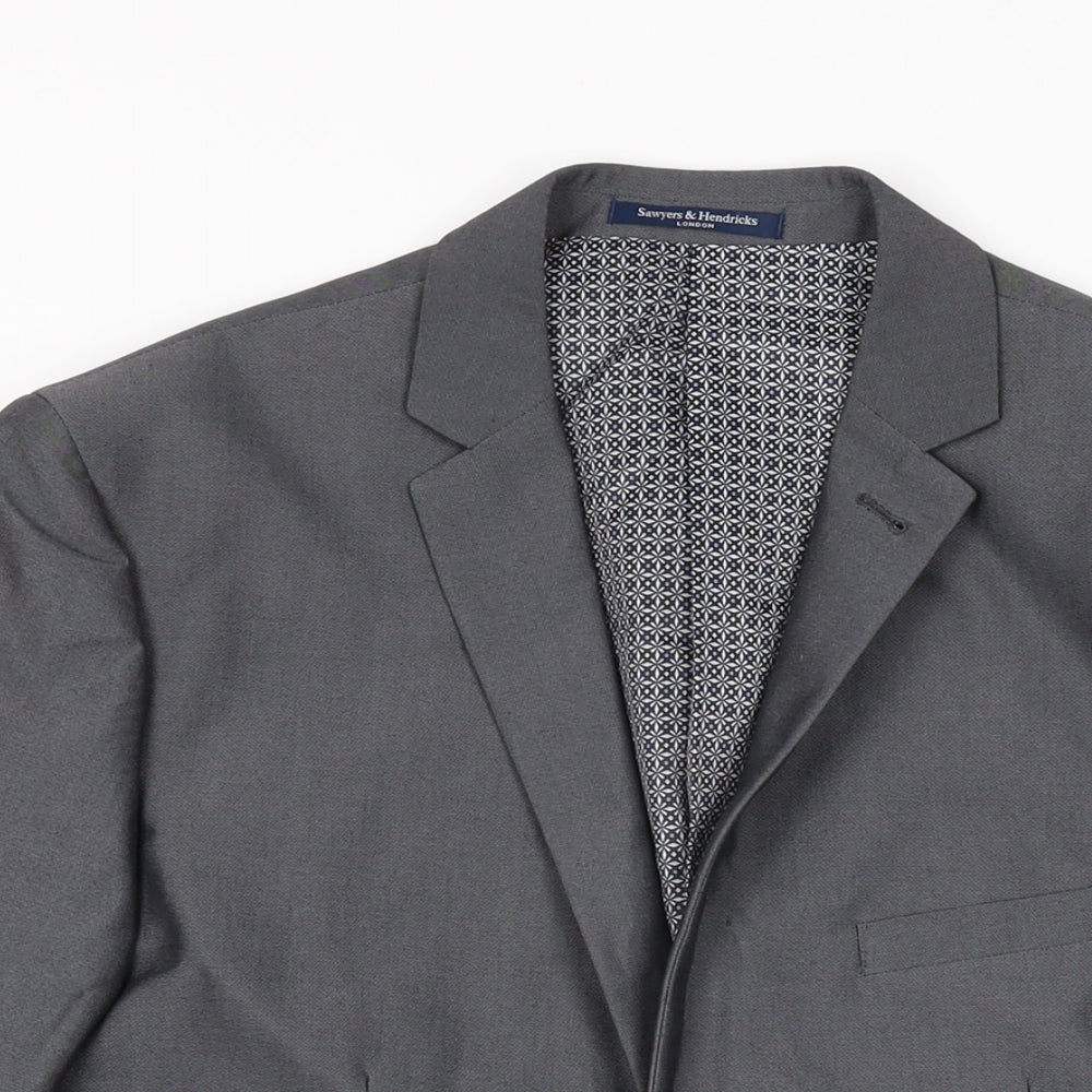 Sawyers & Hendricks Mens Grey Polyester Jacket Suit Jacket Size 40 Regular