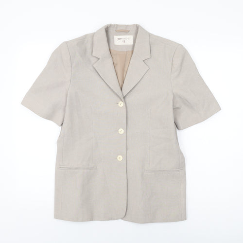 Bonmarché Womens Beige Polyester Basic Button-Up Size 12 Collared