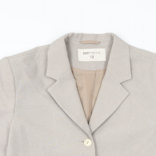 Bonmarché Womens Beige Polyester Basic Button-Up Size 12 Collared