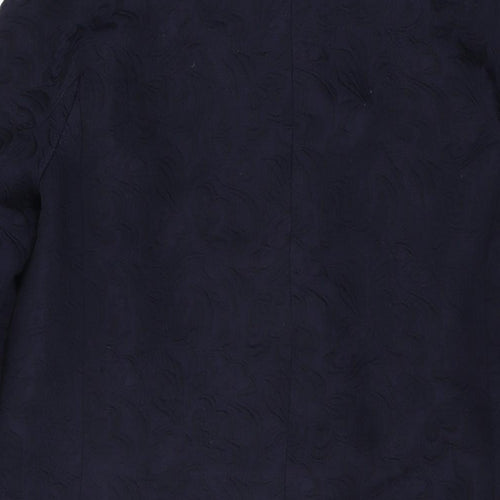 ASOS Womens Blue Floral Overcoat Coat Size 6 Snap