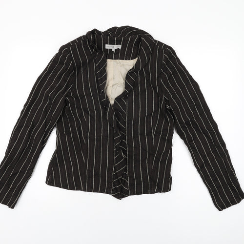 Rosie's L.F.Coll Womens Brown Striped Jacket Size 12 Hook & Eye