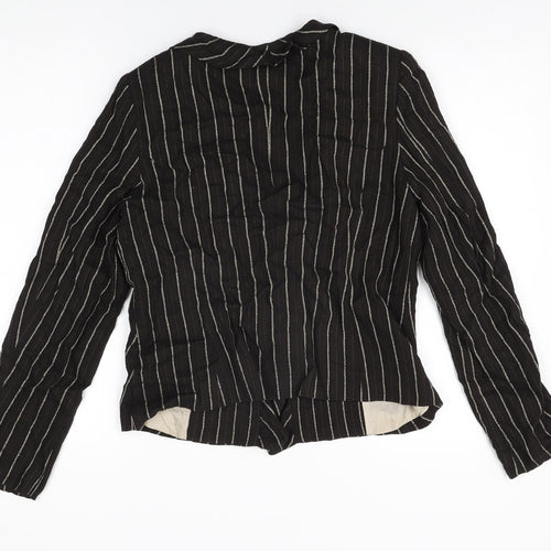 Rosie's L.F.Coll Womens Brown Striped Jacket Size 12 Hook & Eye
