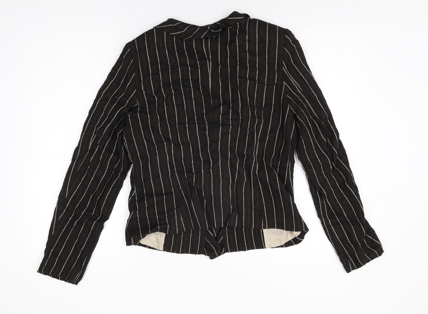 Rosie's L.F.Coll Womens Brown Striped Jacket Size 12 Hook & Eye