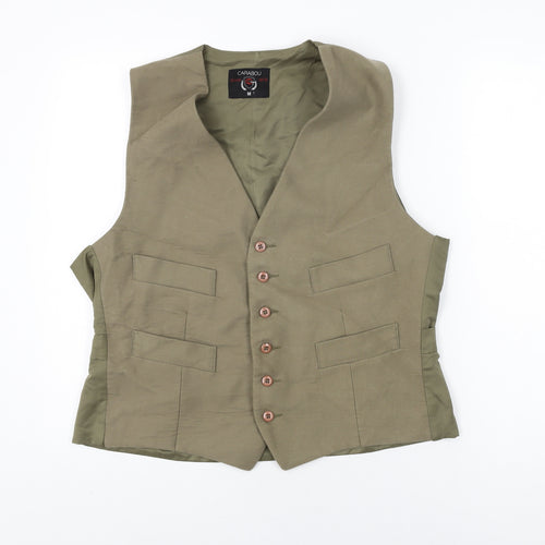 Carabou Mens Green Cotton Jacket Suit Waistcoat Size M Regular
