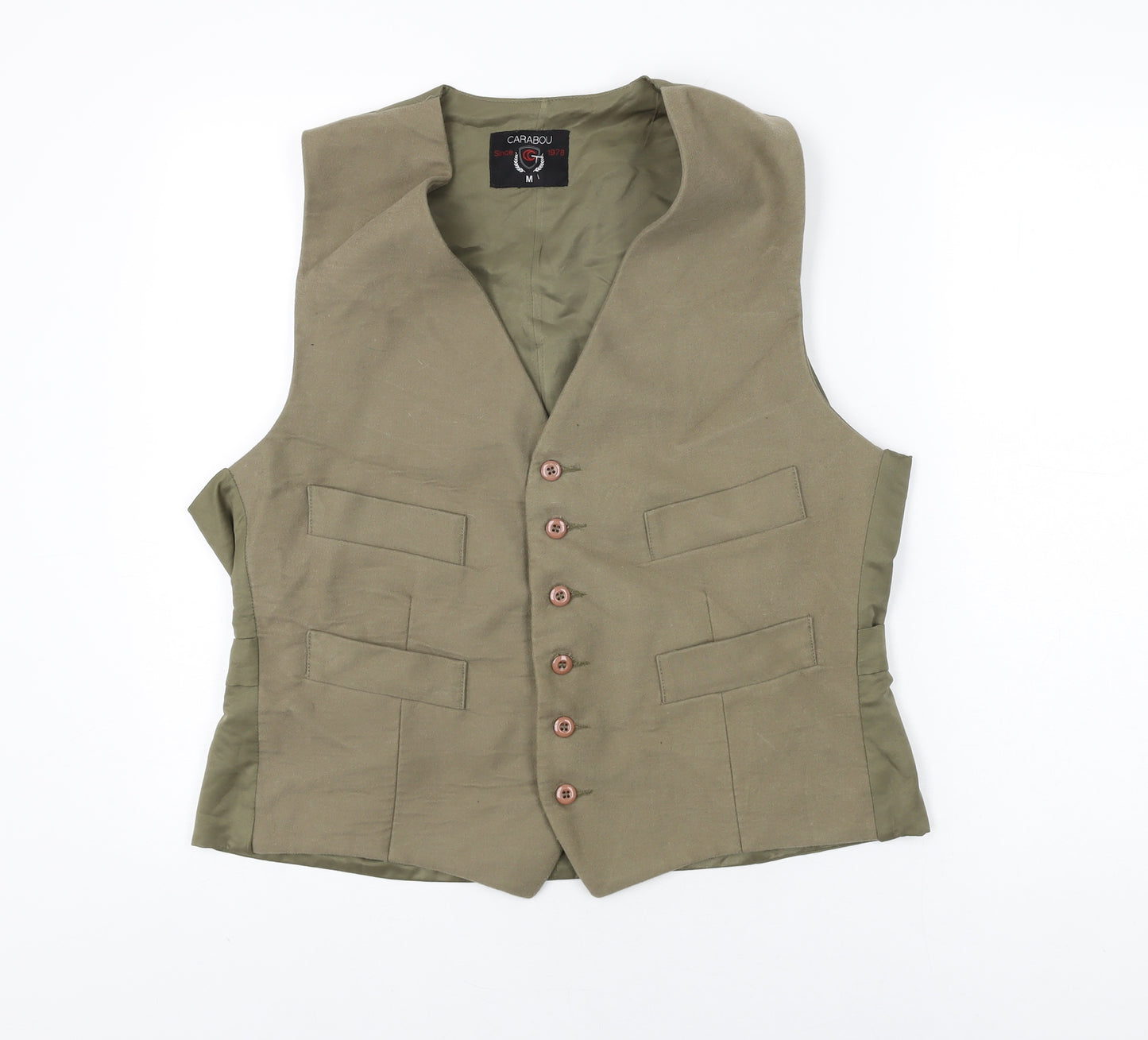 Carabou Mens Green Cotton Jacket Suit Waistcoat Size M Regular