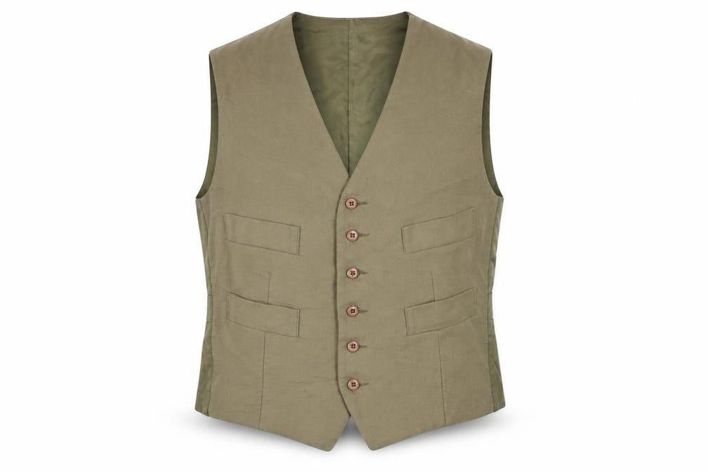 Carabou Mens Green Cotton Jacket Suit Waistcoat Size M Regular