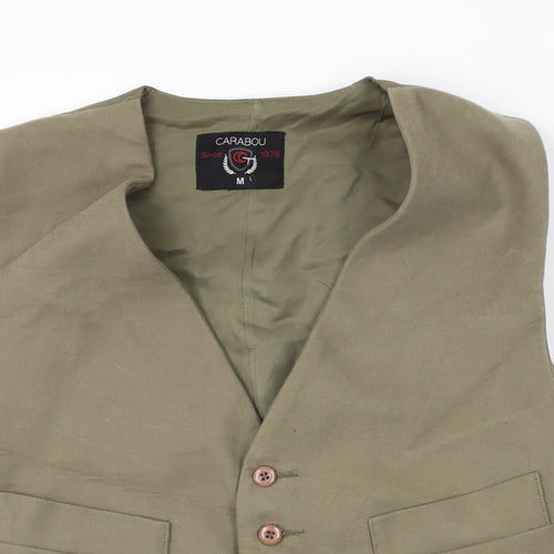 Carabou Mens Green Cotton Jacket Suit Waistcoat Size M Regular