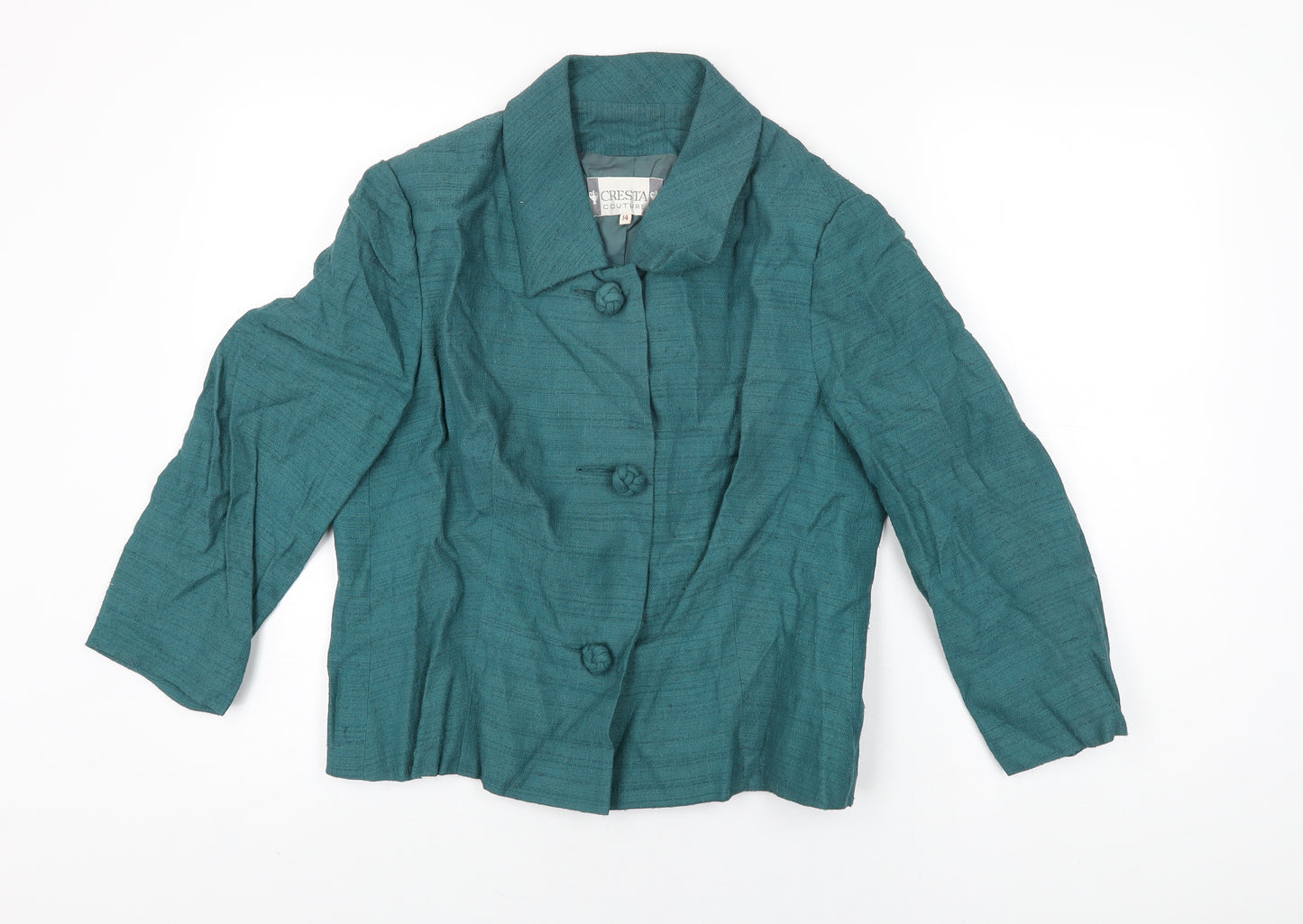 Cresta Couture Womens Green Jacket Size 14 Button