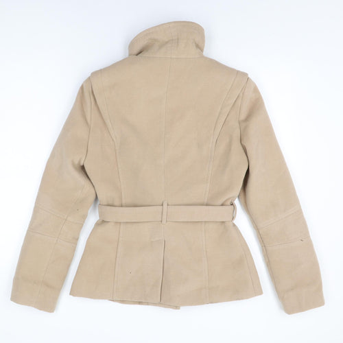 Et Vous Womens Beige Overcoat Coat Size 10 Button