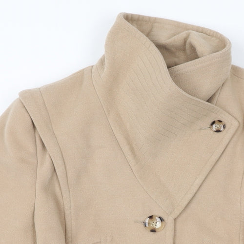Et Vous Womens Beige Overcoat Coat Size 10 Button