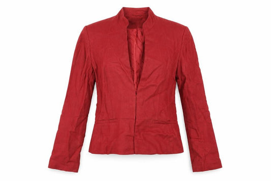 Front view of Principles women’s red jacket, size UK 12, hook & eye
