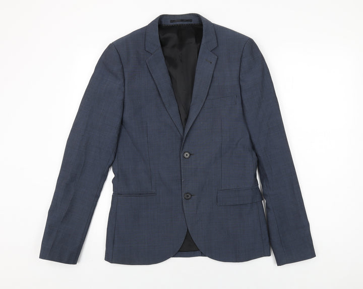Topman Mens Blue Wool Jacket Suit Jacket Size 36 Regular