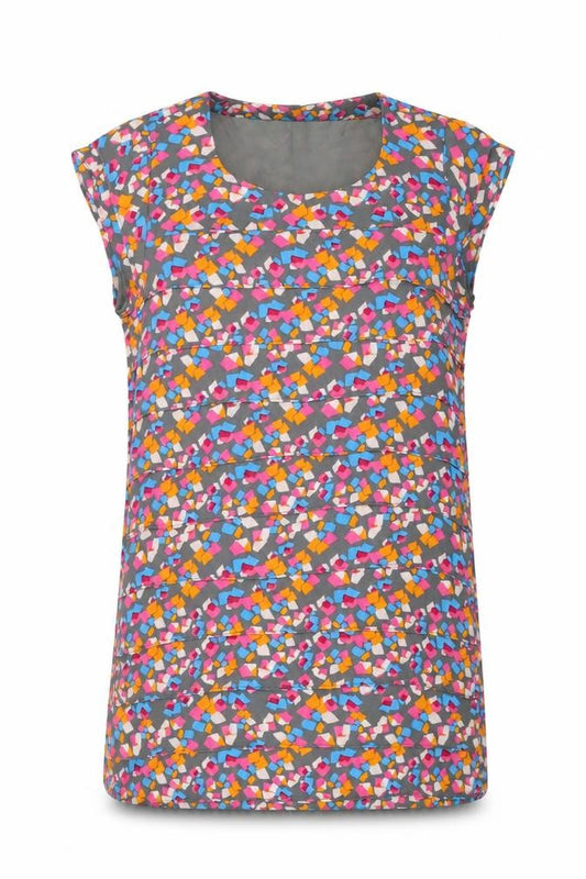 Front view of Vero Moda women’s multicoloured geometric polyester shift, size S, round neck pullover