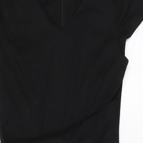 Red Herring Womens Black Polyester Bodycon Size 10 V-Neck Zip