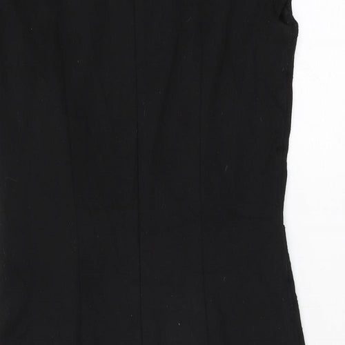 Red Herring Womens Black Polyester Bodycon Size 10 V-Neck Zip