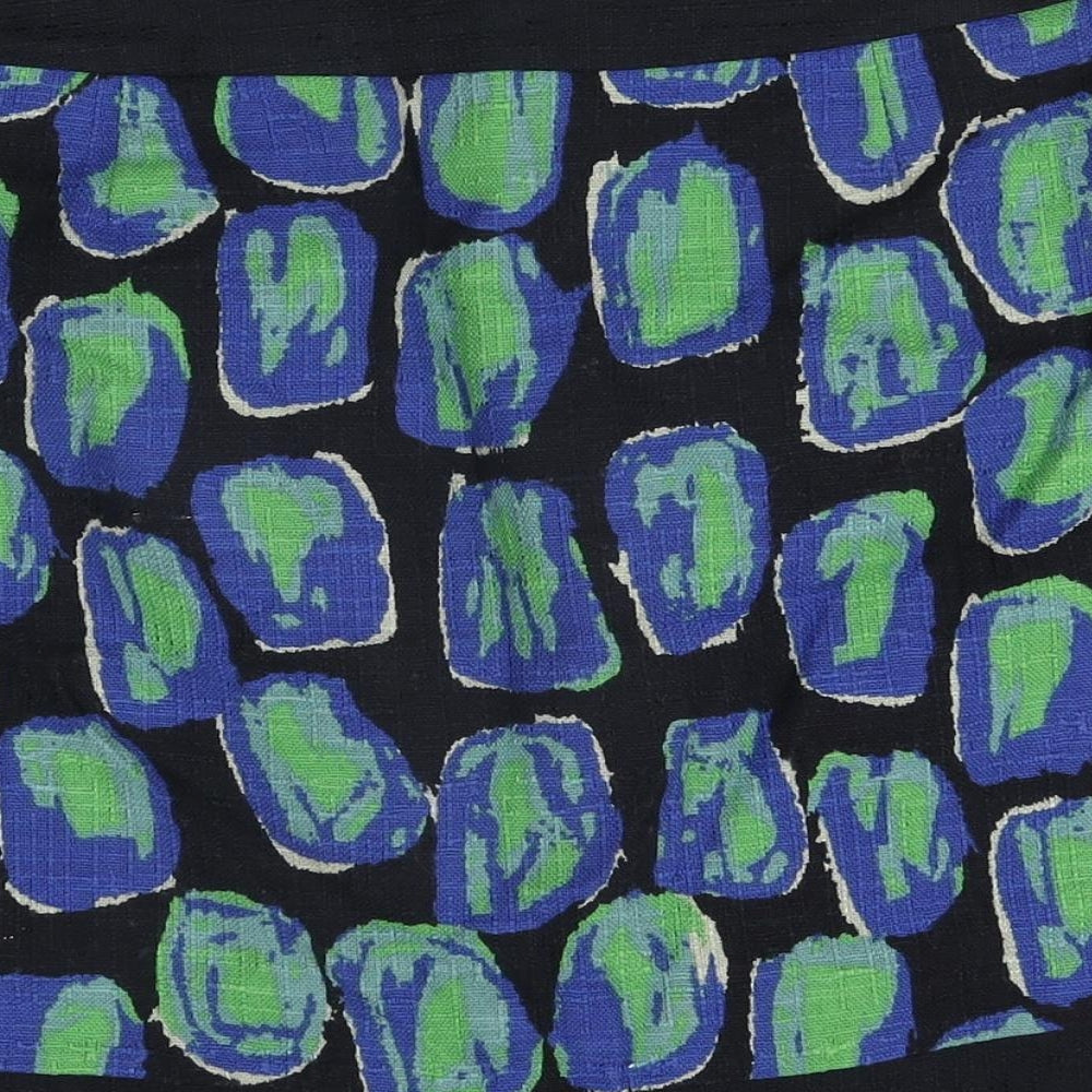 Hobbs Womens Black Geometric Cotton A-Line Skirt Size 14 Zip