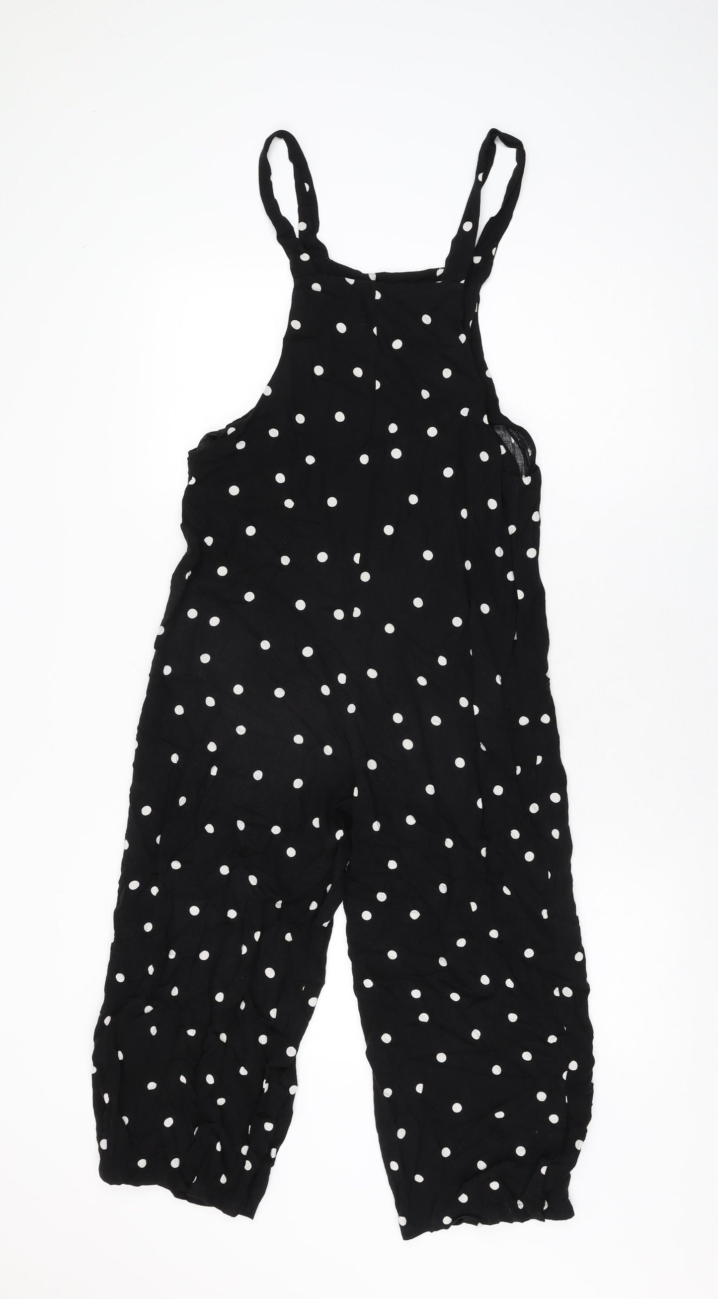 New Look Womens Black Polka Dot Viscose Jumpsuit One-Piece Size 10 L20 in Pullover