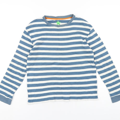 John Lewis Boys Blue Striped Cotton Basic T-Shirt Size 12 Years Round Neck Pullover