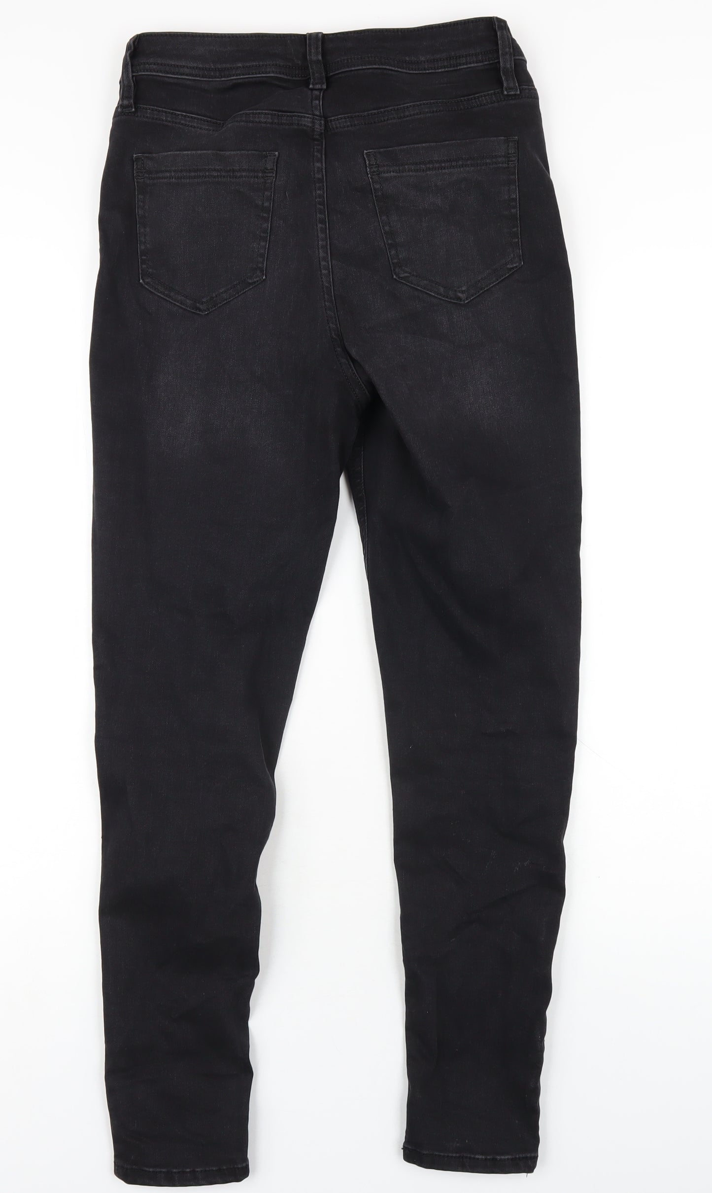 F&F Womens Black Cotton Skinny Jeans Size 12 L28 in Regular Zip