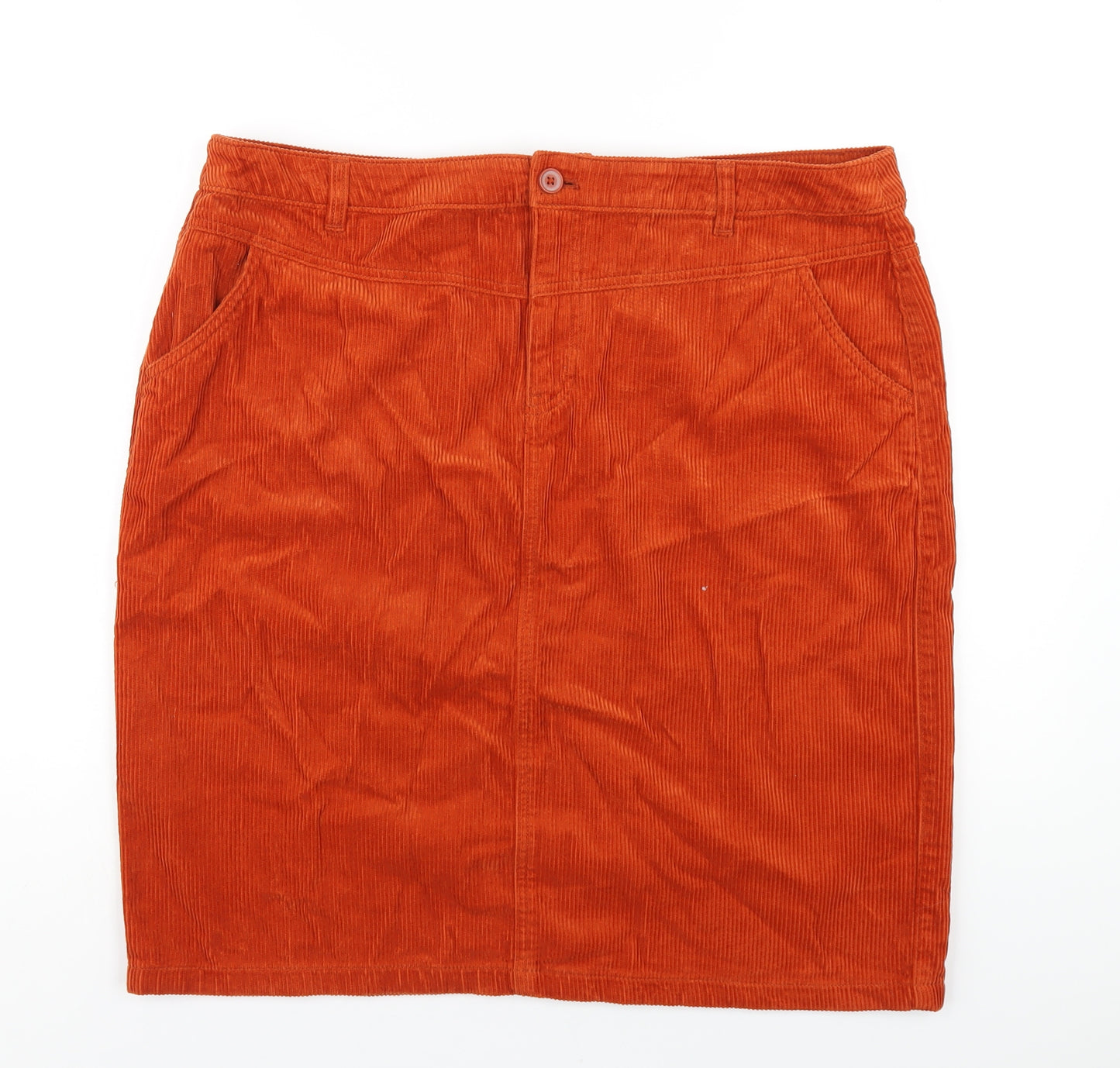 TU Womens Orange Cotton A-Line Skirt Size 18 Zip