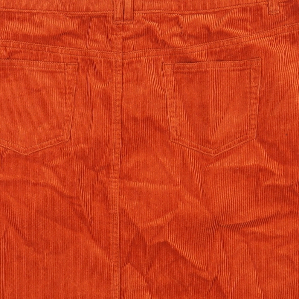 TU Womens Orange Cotton A-Line Skirt Size 18 Zip