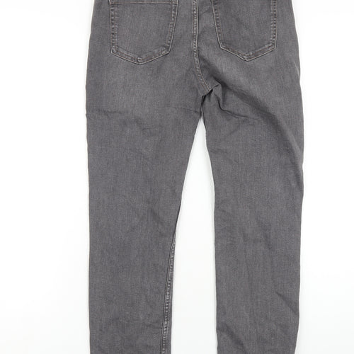 Marks and Spencer Womens Grey Cotton Straight Jeans Size 10 L28 in Slim Zip
