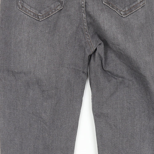 Marks and Spencer Womens Grey Cotton Straight Jeans Size 10 L28 in Slim Zip