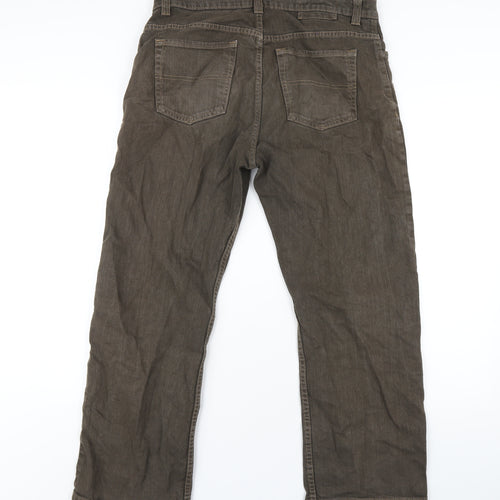 Blue Harbour Mens Brown Cotton Straight Jeans Size 34 in L29 in Regular Zip