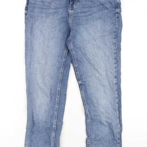 F&F Womens Blue Cotton Skinny Jeans Size 12 L30 in Regular Zip