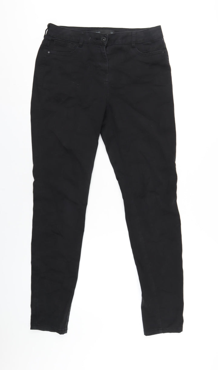 NEXT Womens Black Cotton Skinny Jeans Size 12 L32 in Regular Zip