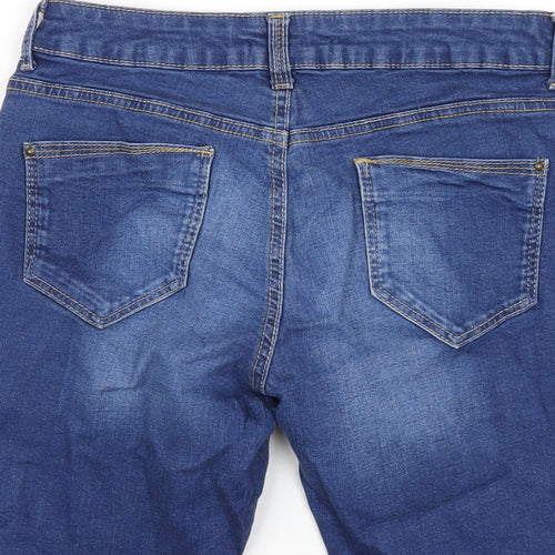 Dorothy Perkins Womens Blue Cotton Bermuda Shorts Size 10 L11 in Regular Zip