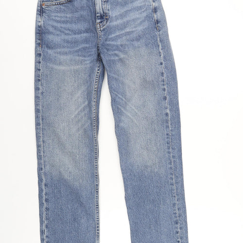 Topshop Womens Blue Cotton Straight Jeans Size 25 in L32 in Regular Zip