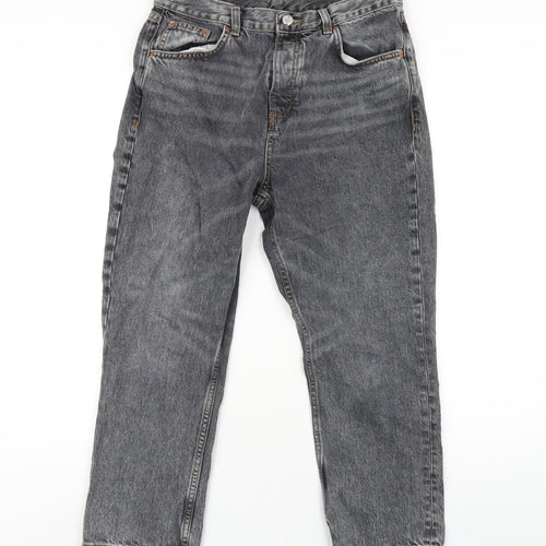 Topshop Womens Grey Cotton Straight Jeans Size 30 in L30 in Regular Button