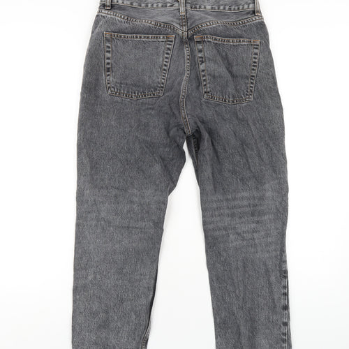 Topshop Womens Grey Cotton Straight Jeans Size 30 in L30 in Regular Button