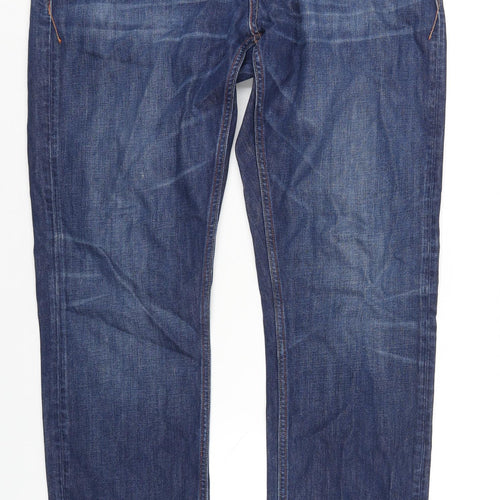 Kyrre Mens Blue Cotton Straight Jeans Size 33 in L34 in Regular Button