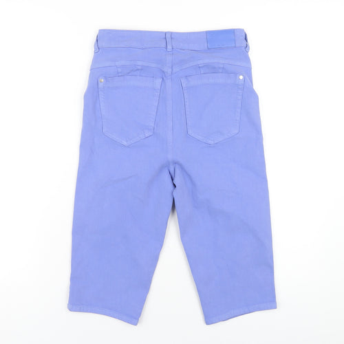 Marks and Spencer Womens Blue Cotton Bermuda Shorts Size 8 L14 in Regular Zip