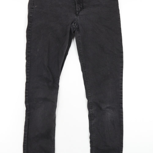 H&M Girls Black Cotton Skinny Jeans Size 13-14 Years L28 in Regular Zip
