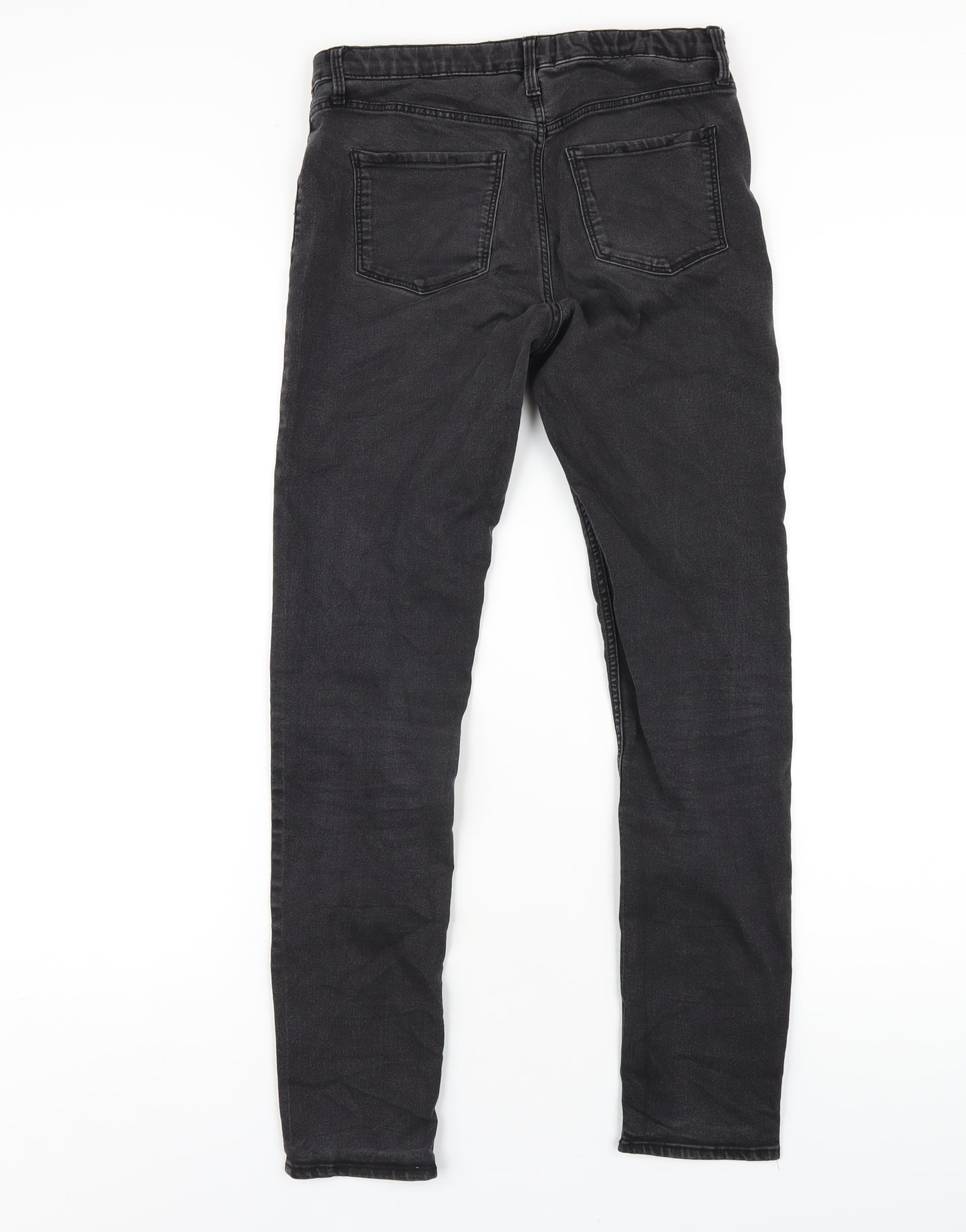 H&M Girls Black Cotton Skinny Jeans Size 13-14 Years L28 in Regular Zip